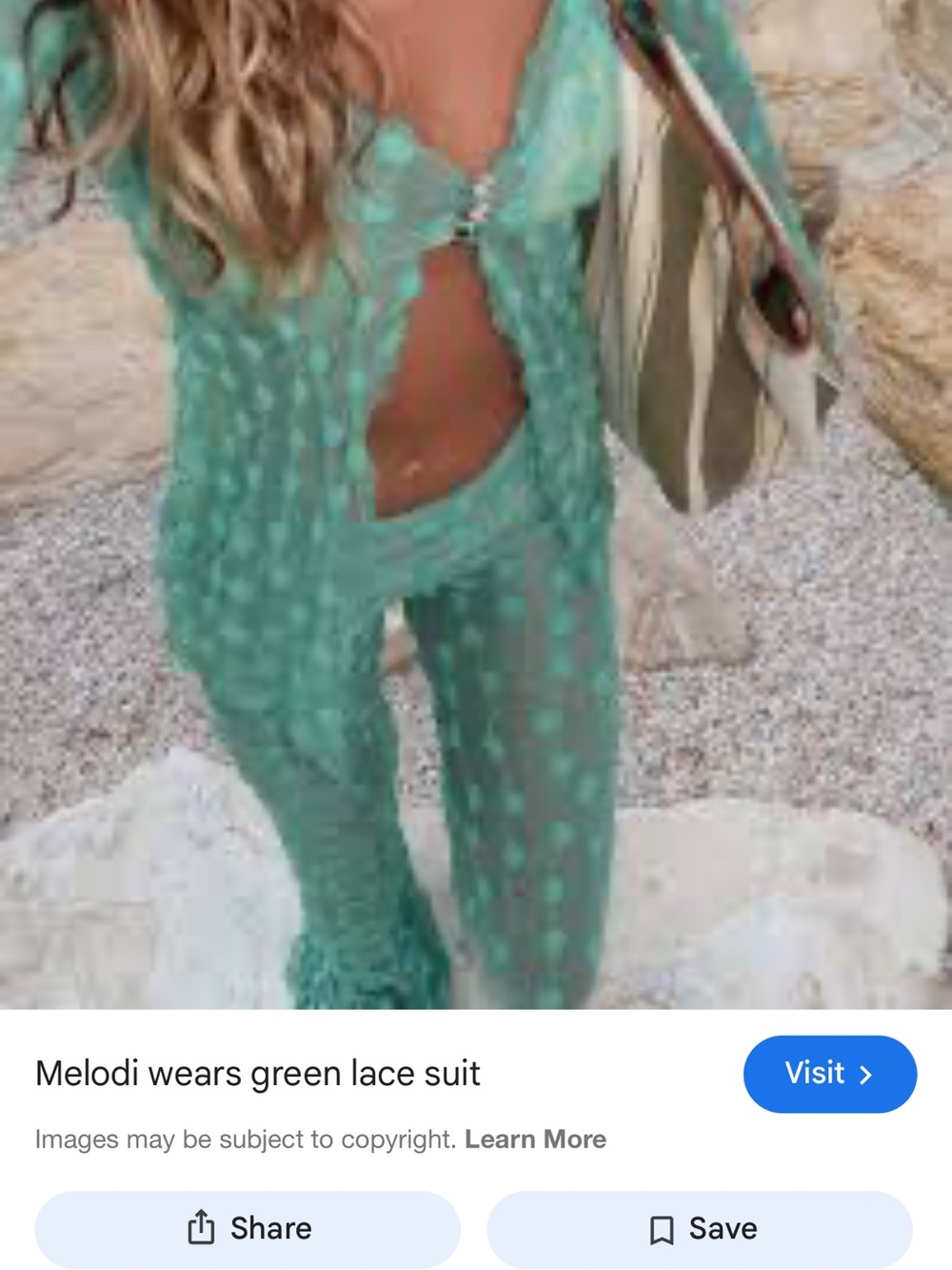 MARFA viral Green Lace Two-Piece pant Set XS S